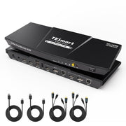 TESmart KVM preklopnik za dva monitorja – 4×2 (2 računalnika / 2 monitorja), HDMI + DisplayPort, 4K@60Hz, EDID, USB 2.0 (črn)