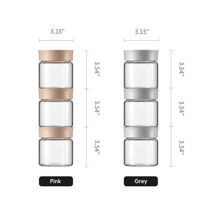 Buydeem CS1001 Glas-Gewürzbehälter-Set – 3-teiliges Set mit luftdicht schließendem Deckel