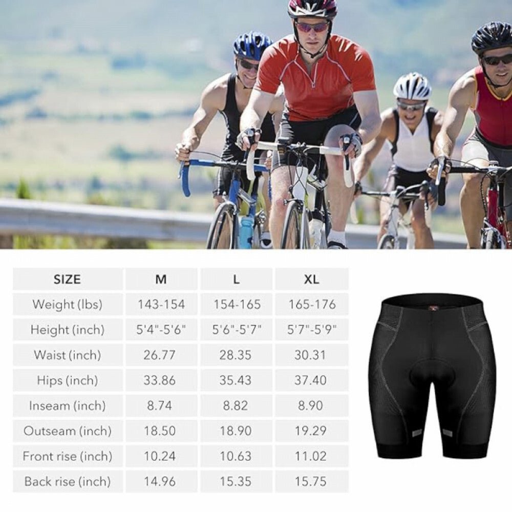 JIKKO 4D Herren Fahrrad- und Radsporthose mit Gepolstertem Sitzbereich