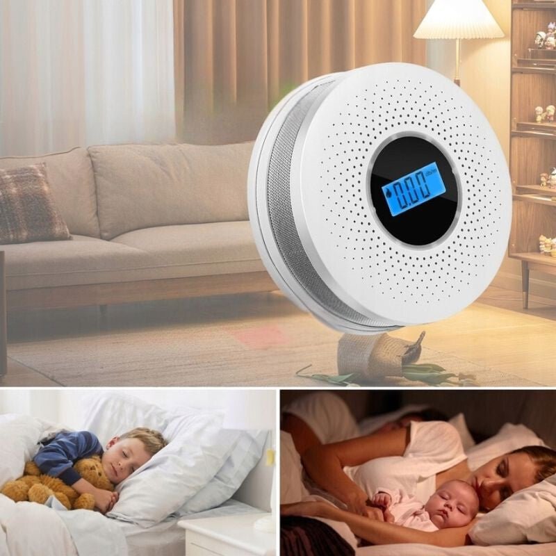 JKD 512COM Kohlenmonoxid- und Rauchmelder mit LCD-Anzeige, 85 dB Alarmton und Lichtsignal