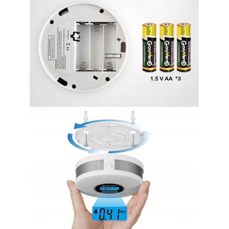 JKD 512COM Kohlenmonoxid- und Rauchmelder mit LCD-Anzeige, 85 dB Alarmton und Lichtsignal