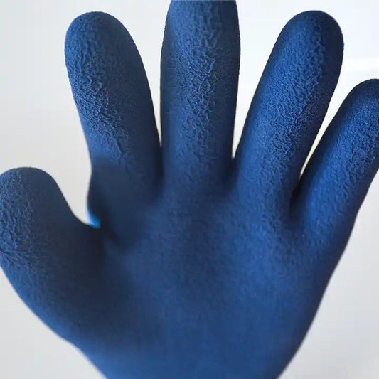 Kék Latex Bevonatú Poliészter Szerelőkesztyű - 2 pár, Csúszásmentes, Vágásálló - BShopy