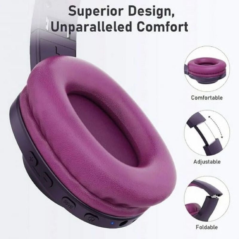 LETSCOM H10 Bluetooth Over-Ear Kopfhörer – Lila, Kabellos