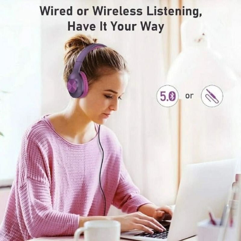 LETSCOM H10 Bluetooth Over-Ear Kopfhörer – Lila, Kabellos