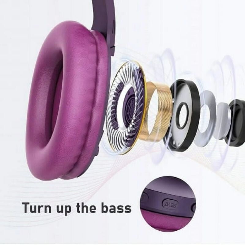 LETSCOM H10 Bluetooth Over-Ear Kopfhörer – Lila, Kabellos