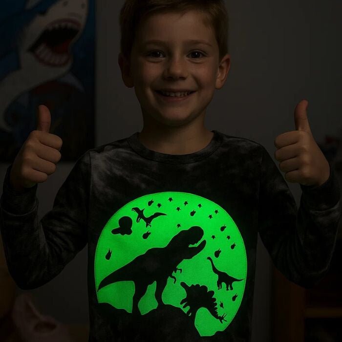 LOLPIP Langärmliges Baumwoll Jungen-Pyjama-Set 2 Stück (mit Hai- und Dino-Motiv)