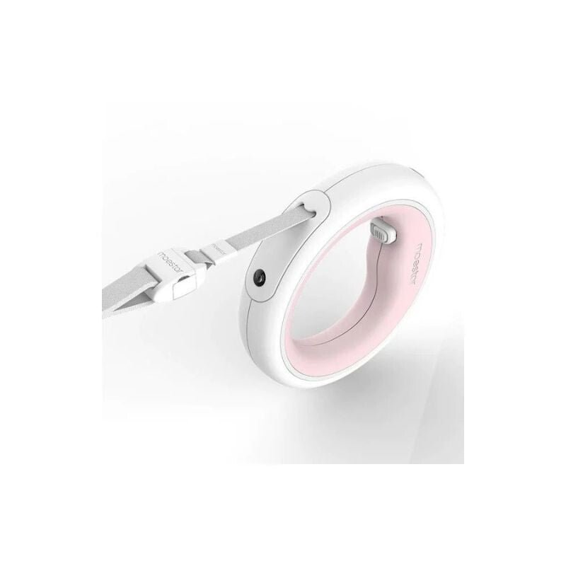Moestar 2 Plus Ausziehbare Hundeleine - 3 m, Mit LED-Licht, Rosa-Weiß, Ergonomischer Griff