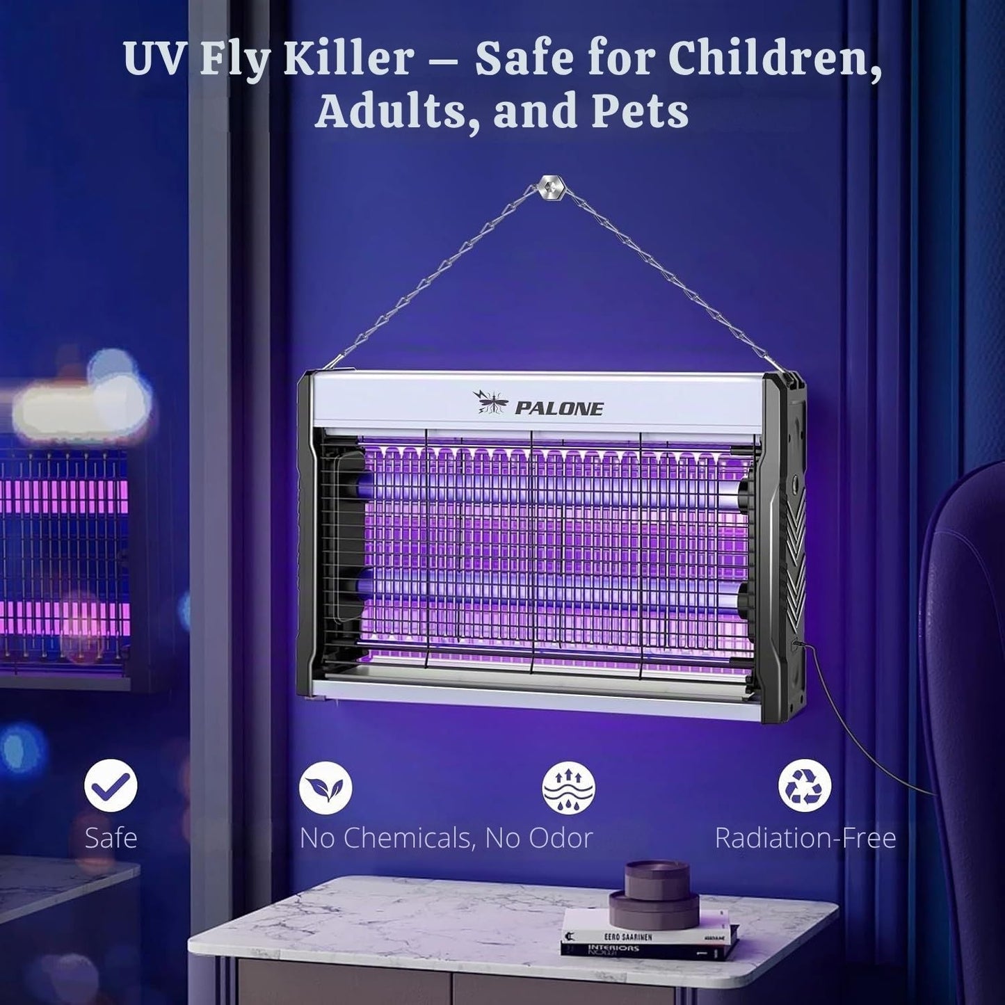 Elektrische Mückenvernichter Lampe und Insektenfalle – USB-C, Chemiefrei (Innen/Außen)