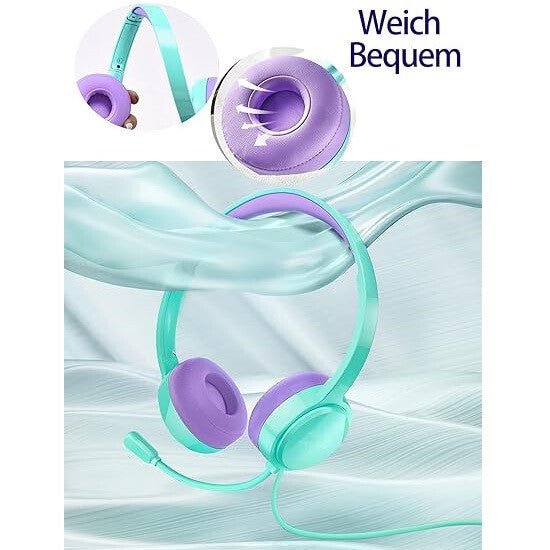 MPOW Kinder-Headset in Minz-Lila – Verstellbarer und bequemer Kopfhörer