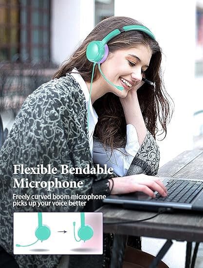 MPOW Kinder-Headset in Minz-Lila – Verstellbarer und bequemer Kopfhörer