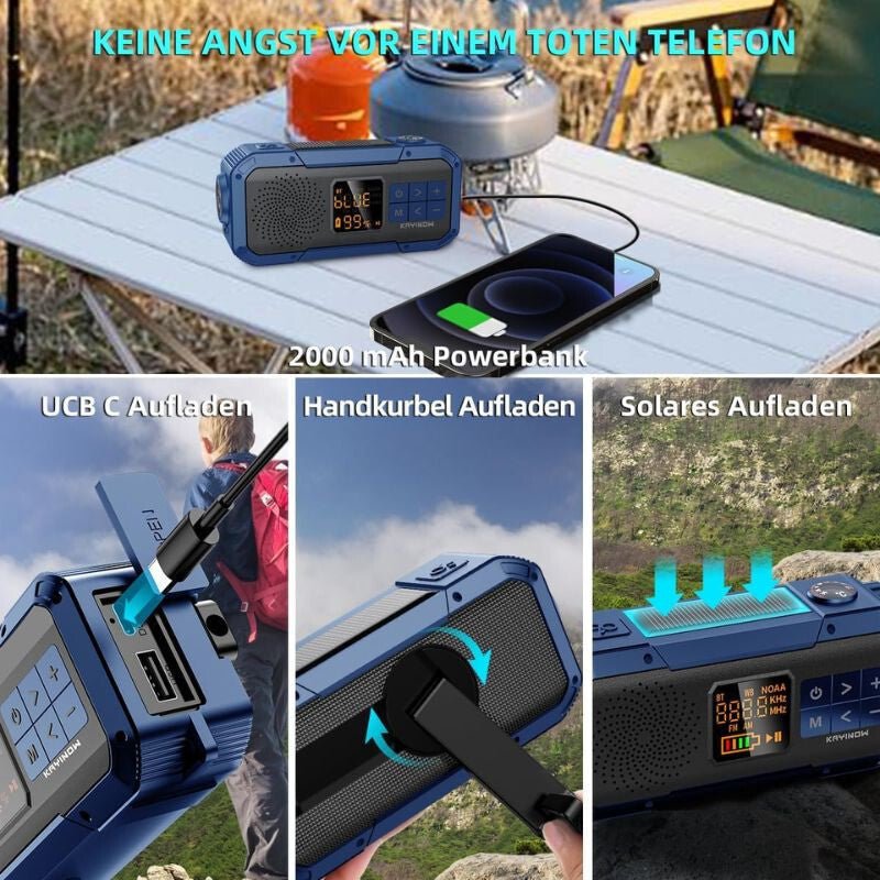 Multifunktionales Radio – Bluetooth, Powerbank und Notlicht