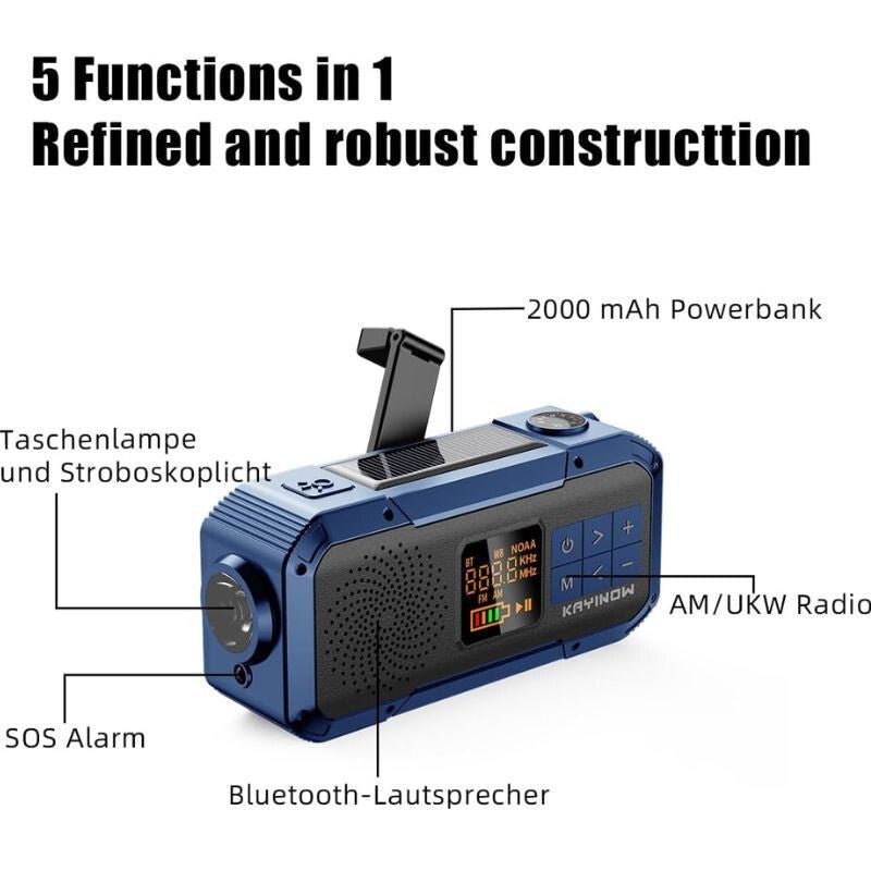 Multifunktionales Radio – Bluetooth, Powerbank und Notlicht