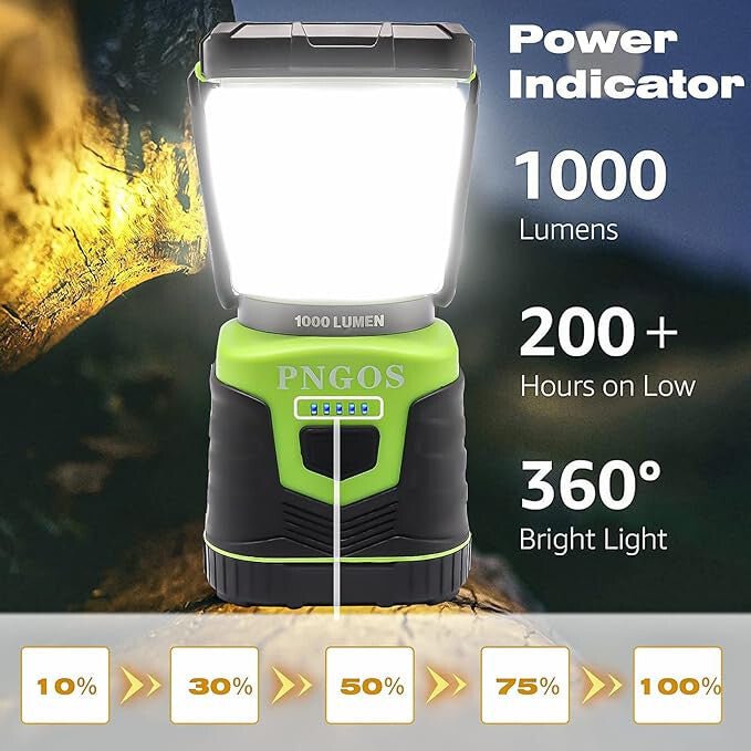 Pngos LED Tragbare Campinglampe mit Akku