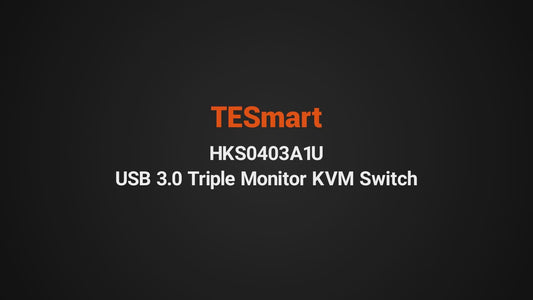 TESmart Тройно Мониторен HDMI KVM Превключвател – 4 Компютъра, 3 Монитора, 4K 60Hz, Споделяне на USB и Звук