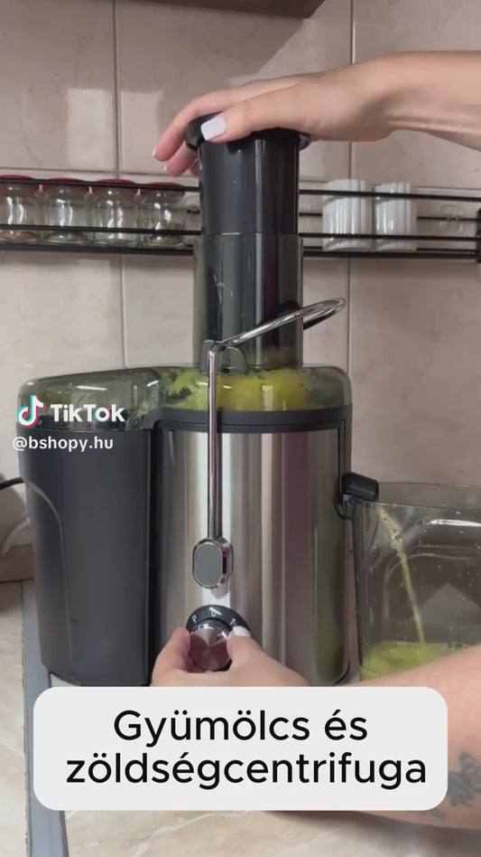 Elektrický odšťavňovač na ovoce a zeleninu 600 W – 2 rychlosti, nerezové mikrosítko, černý