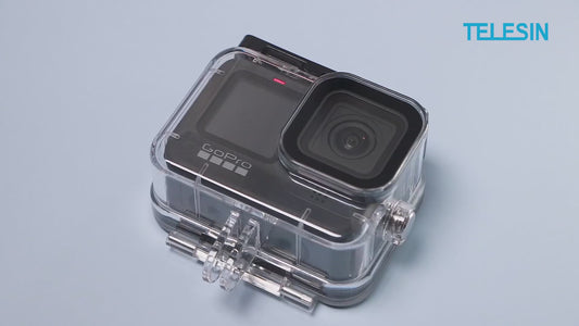 Vodotesné puzdro GoPro, priehľadné, s červeným filtrom – do 60 m, Hero 6, 5, Hero 2018, Lupholue