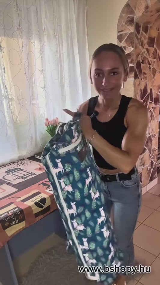 Taška na podložku na jogu na zips – 69 x 20 x 20 cm, bavlnené plátno, kožená rukoväť, 6 vreciek, Boence