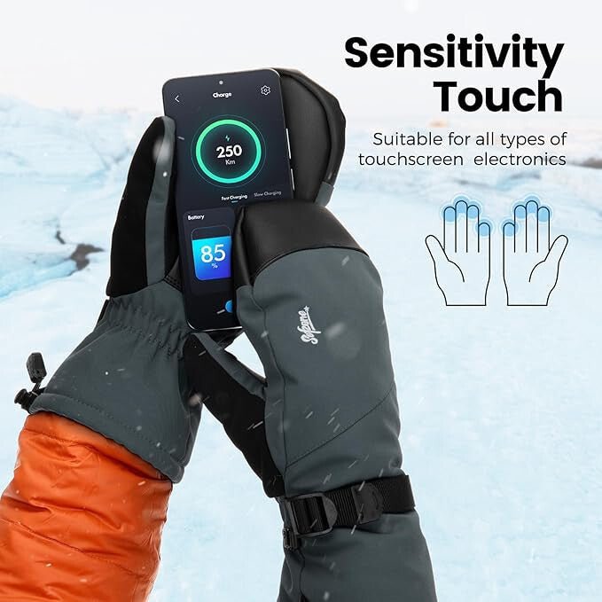 Sefzone Erwachsene Touchscreen Winter Wasserdichte Einfinger-Skihandschuhe