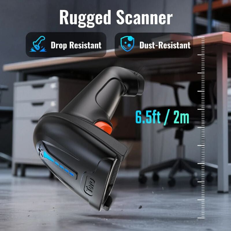 Tera 5100 Laser 1D Kabelloser Barcode-Scanner – USB, Große Reichweite, Robustes Design – Schwarz