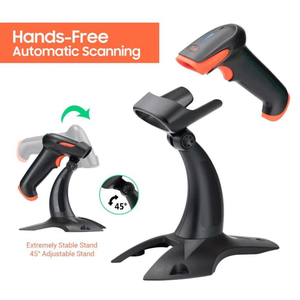 Tera HW0002-Z Kabelloser 1D/2D/QR Barcode-Scanner mit Ständer