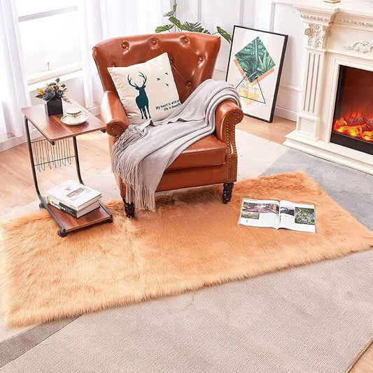 Topspitgo Műszőrme Szőnyeg – Karamellbarna, 60x90 cm, Puha Dekor Szőnyeg Hálószobába vagy Nappaliba - BShopy