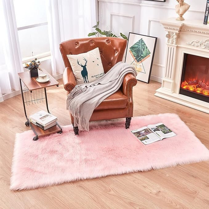 Topspitgo Rosa Kunstfell Teppich - Weiche Wohnraumdekoration in 70x135 cm Größe