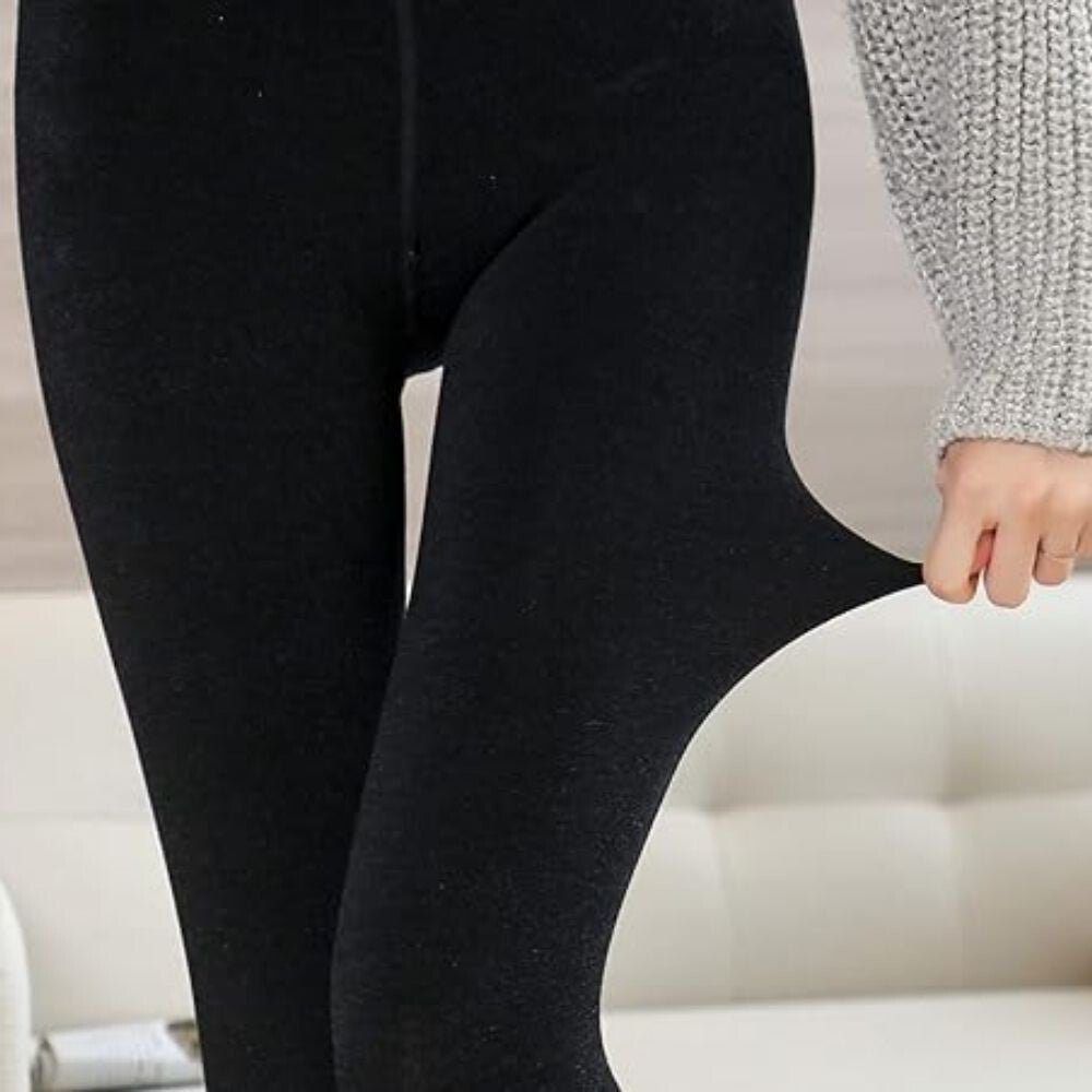 Yulaixuan Damen modische baumwollfreie Fußlose Strumpfhose, 3 Stück (Schwarz) Plus Size